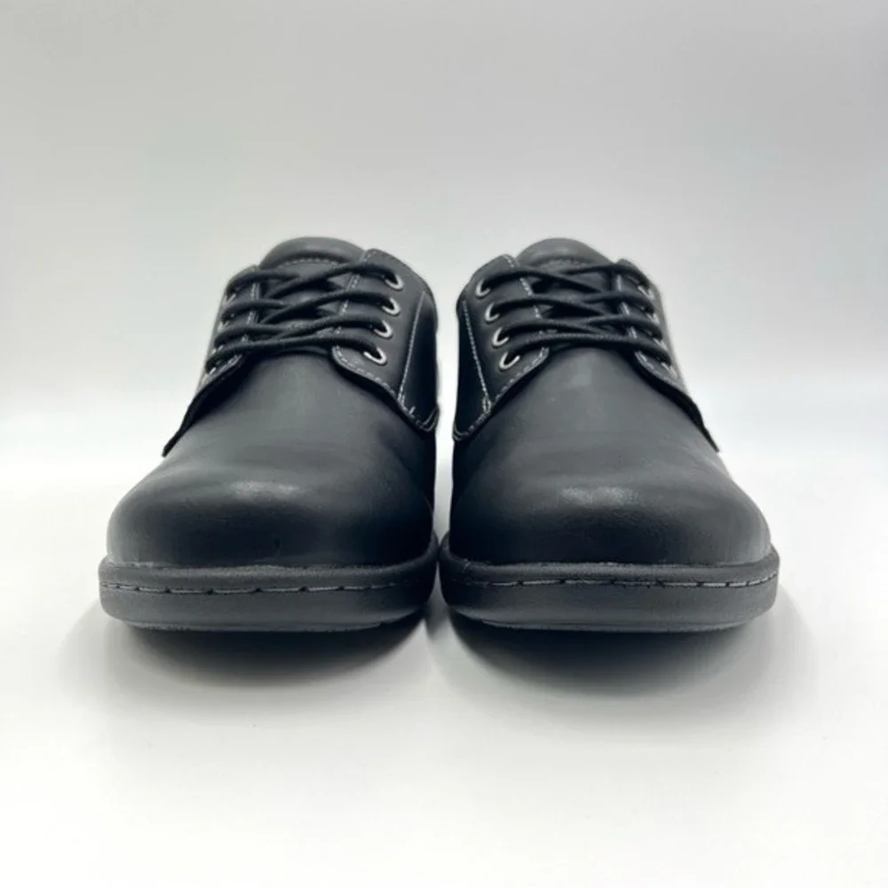 Eastland Womens Size 9.5 Black Faux Vegan Leather Lace Up Oxfords Loafers‎ Shoes